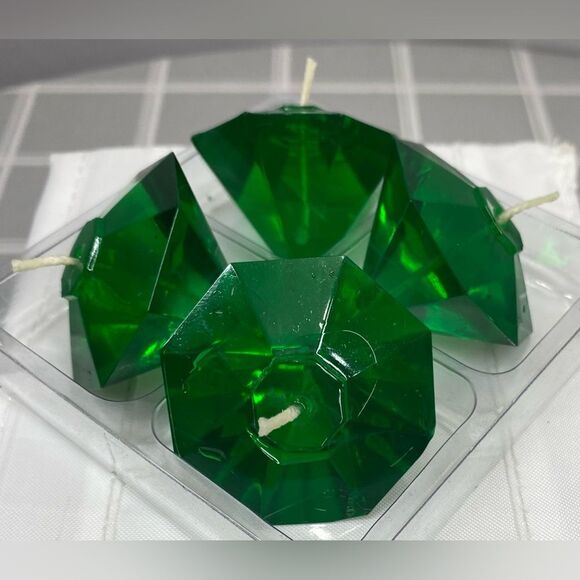 Diamond Shape Floating Gel Candles Emerald Green Four Candles NIOP - Picture 4 of 10
